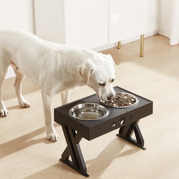 Διπλά μπολ για σκύλους με βάση ρυθμιζόμενου ύψους Μπολ πιάτων ταΐσματος κατοικίδιων ζώων Μεσαίου μεγέθους τροφή για σκύλους Υψηλή τροφή Τραπέζι ανύψωσης γάτας