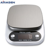 AIRMSEN Kuhinjska vaga za kućanstvo Elektronska vaga za hranu Vaga za pečenje Mjerni alat Platforma od nehrđajućeg čelika s LCD zaslonom 1g