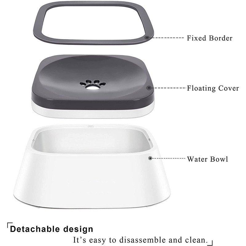 Ulmpp 1.5L zdjela za vodu za pse, stroj za nošenje Plutajuća fontana za mačke, zdjela za sporu vodu, hranilica za vozilo, dozator protiv prelijevanja