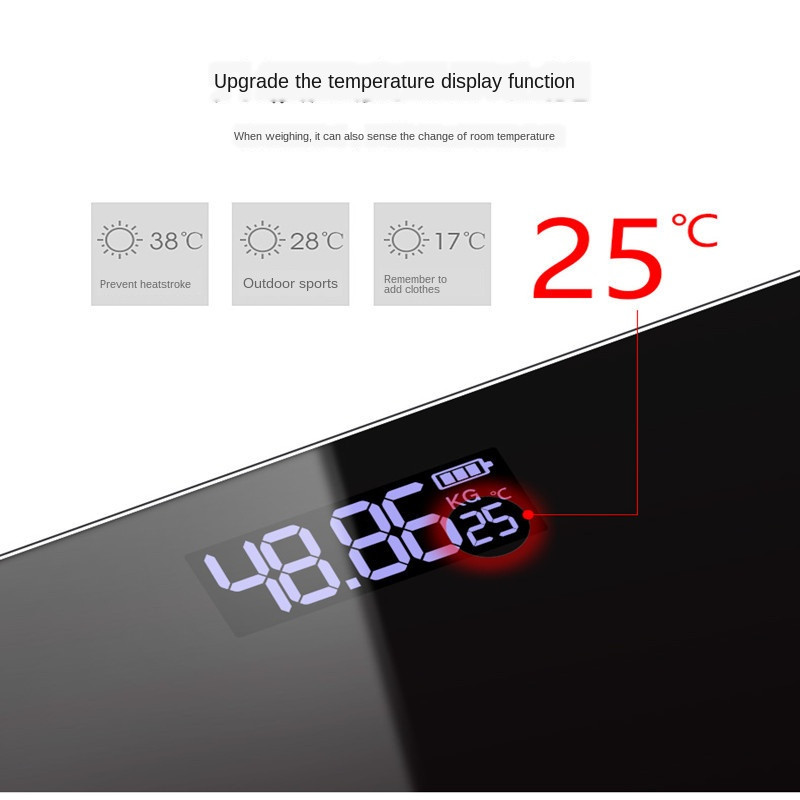 Podna vaga za kućanstvo Crna baterijska LCD zaslon od kaljenog stakla Digitalno vaganje Vaga za teretanu 180 kg 26 cm