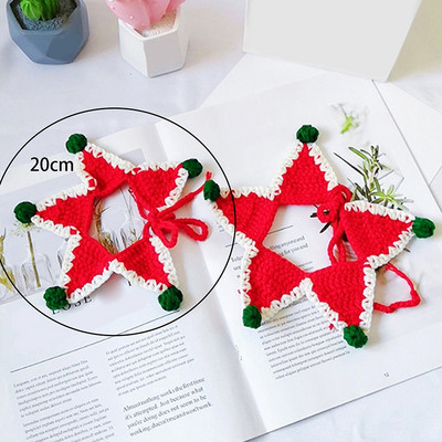 Slatki šal za kućnog ljubimca Božićni šal za psa, mačku, plišani šal, prsa, petokraka zvijezda, pletena ogrlica, maramica za kućne ljubimce, ogrlica, dodaci za njegu