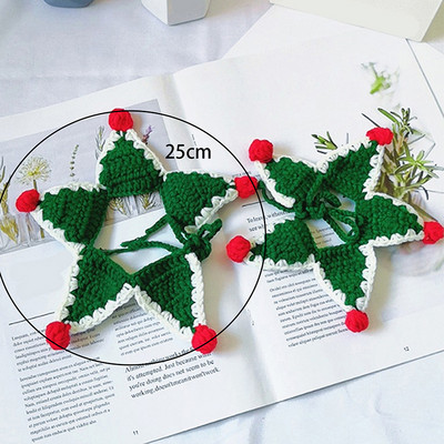 Slatki šal za kućnog ljubimca Božićni šal za psa, mačku, plišani šal, prsa, petokraka zvijezda, pletena ogrlica, maramica za kućne ljubimce, ogrlica, dodaci za njegu