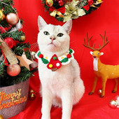 Κροσέ αστέρι Χριστουγεννιάτικο Δέντρο Κολάρο Γάτας για Φεστιβάλ Χειροποίητο Φρεναλ Πομπον Σκύλος Κουτάβι Pinny Κασκόλ Χιονάνθρωπος Γατάκι Αξεσουάρ