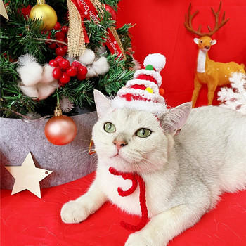 Κροσέ αστέρι Χριστουγεννιάτικο Δέντρο Κολάρο Γάτας για Φεστιβάλ Χειροποίητο Φρεναλ Πομπον Σκύλος Κουτάβι Pinny Κασκόλ Χιονάνθρωπος Γατάκι Αξεσουάρ