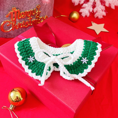 Κροσέ αστέρι Χριστουγεννιάτικο Δέντρο Κολάρο Γάτας για Φεστιβάλ Χειροποίητο Φρεναλ Πομπον Σκύλος Κουτάβι Pinny Κασκόλ Χιονάνθρωπος Γατάκι Αξεσουάρ