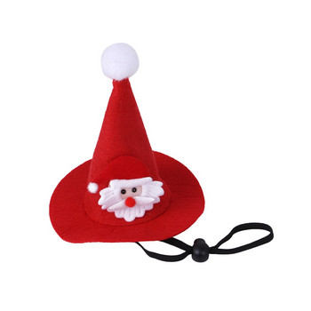 Червена коледна шапка за домашен любимец, шапка на Дядо Коледа, регулируема шапка за коледно дърво, куче, коледна лента за глава, сладки празнични аксесоари за глава за кучета
