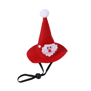 Червена коледна шапка за домашен любимец, шапка на Дядо Коледа, регулируема шапка за коледно дърво, куче, коледна лента за глава, сладки празнични аксесоари за глава за кучета
