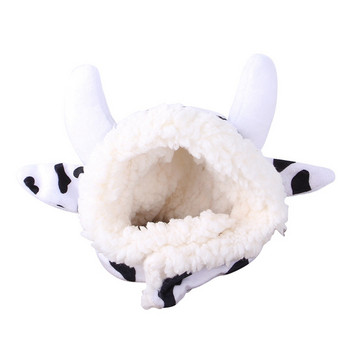 Χαριτωμένο αποκριάτικο κοστούμι γάτας Ζεστό καπέλο αγελάδας γάλακτος για γάτα Ρυθμιζόμενο μαλακό καπέλο κεφαλής για μικρά κατοικίδια για στολές σκύλου κουταβιών γάτας