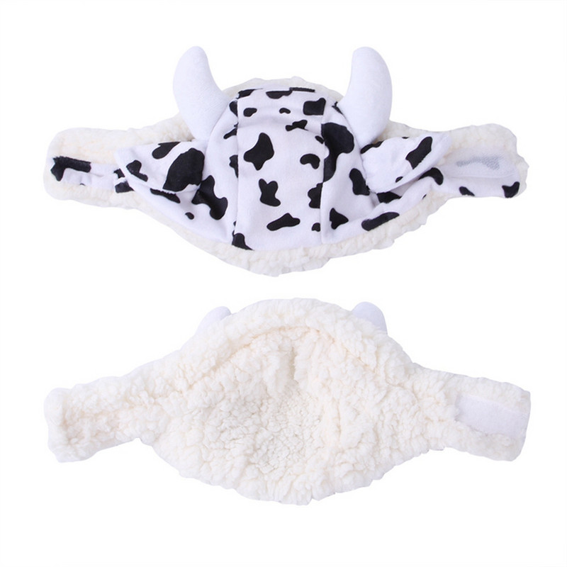 Helovīna jauks kaķa kostīms, silta piena govs cepure kaķim, regulējama mīksta maza mājdzīvnieka galvassega cepure kaķu kucēnu suņu kostīmiem