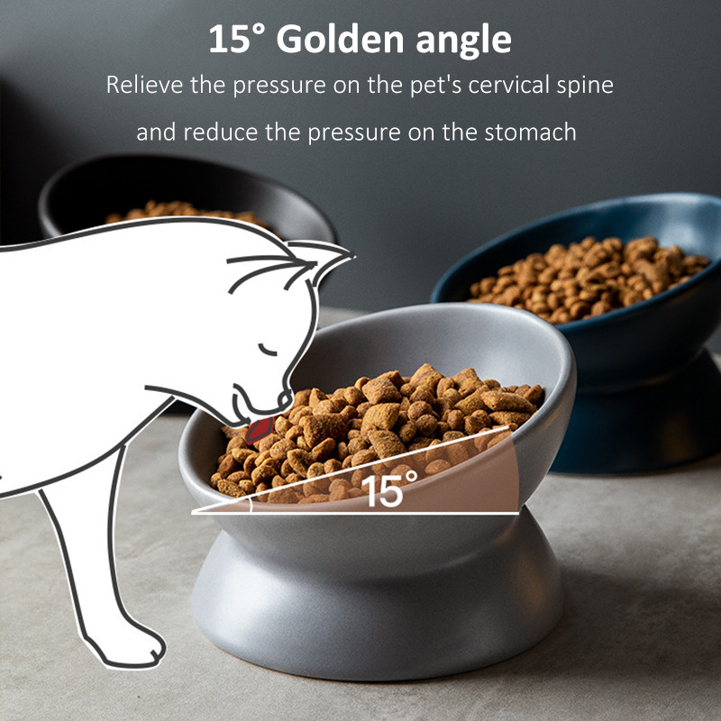 Mājdzīvnieku keramikas bļoda Ziemeļvalstu stila kaķu barības trauki kucēnu sunim kakla aizsargs Augstas pēdas Bļodas kaķiem ēšanas piederumi