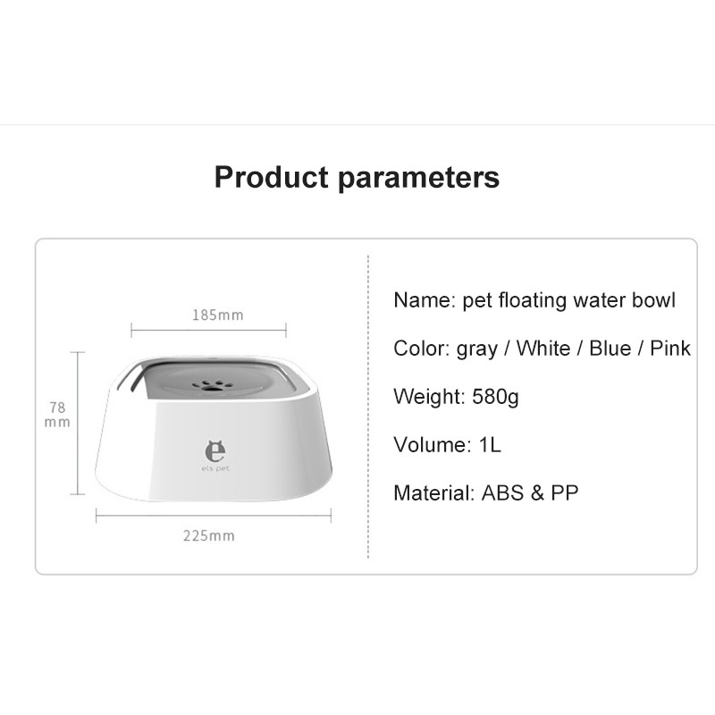 1,5 l suņu bļoda Peldoša bļoda Ūdens dzērājs, kas nav slapjš, mutes šļakatas ūdens kaķu bļoda pret pārplūdi ūdens dozators, pārnēsājama mājdzīvnieka bļoda