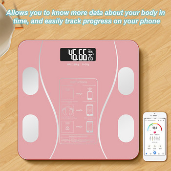 Bluetooth скала за телесни мазнини Интелигентен дисплей с подсветка Скала Вода Мускулна маса BMI Телесно тегло Кантар за баня