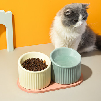Κεραμικό μπολ με νερό για γάτες Ριγέ Μικρά σκυλιά Ταΐστρες τροφής Ανυψωμένα μπολ φαγητού για κατοικίδια