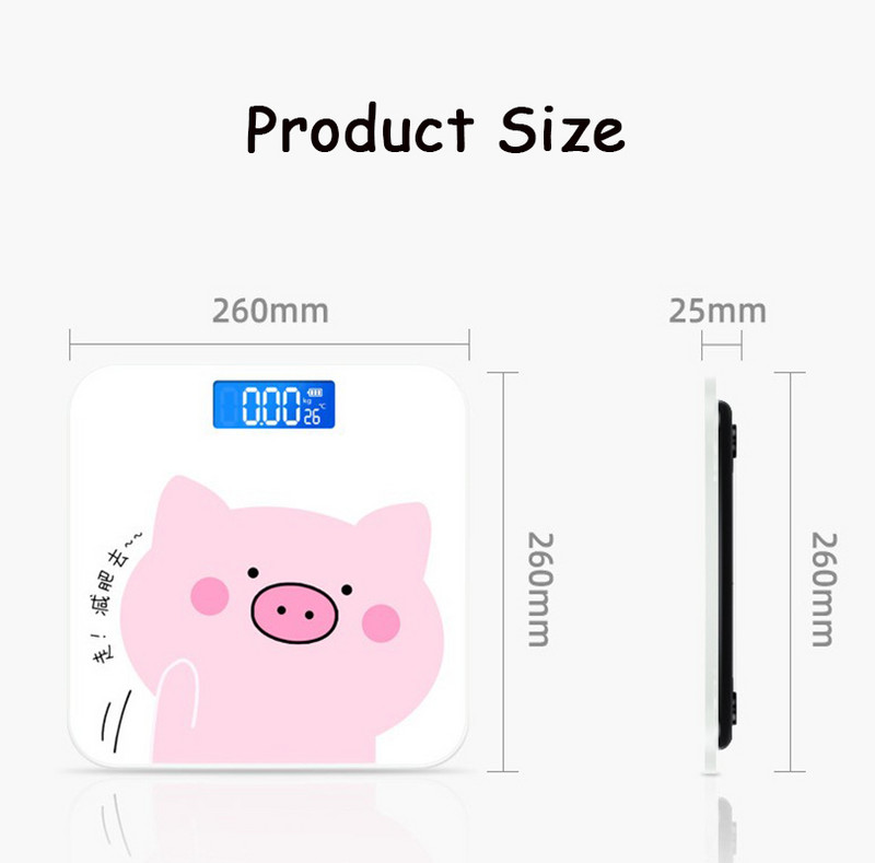 Preciznost 0,01 KG Vaga za kućanstvo Slatki crtani prasac Elektronska vaga Vaga za tjelesnu težinu za kućnu kupaonicu
