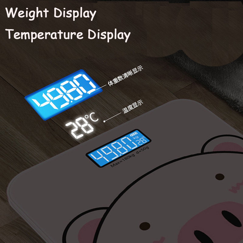 Preciznost 0,01 KG Vaga za kućanstvo Slatki crtani prasac Elektronska vaga Vaga za tjelesnu težinu za kućnu kupaonicu