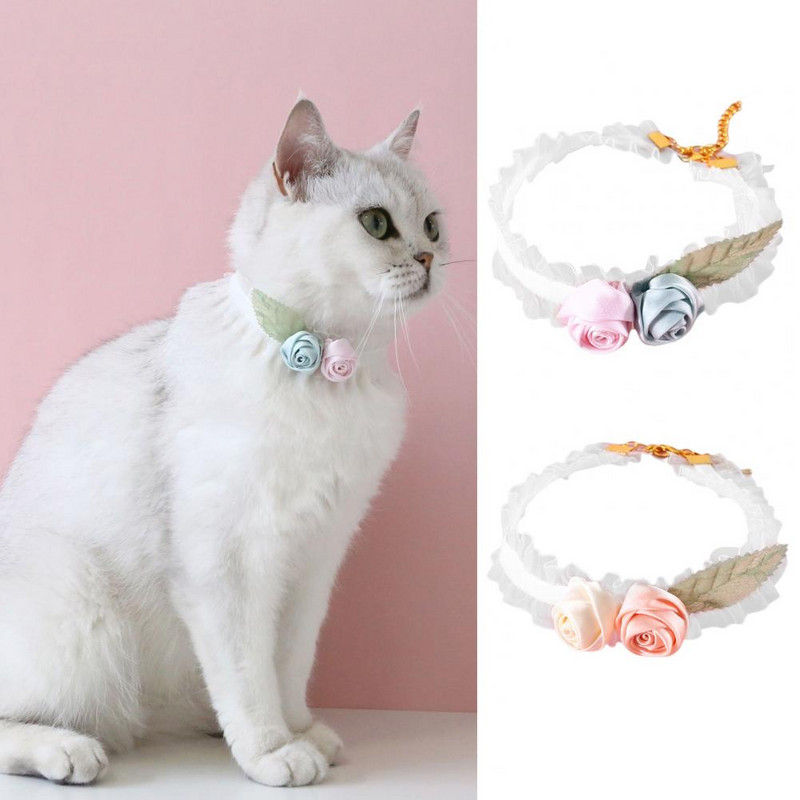 Podesiva kopča s jastogom Dizajn ogrlice za kućne ljubimce 3D cvjetni ukras Ogrlica za mačke Elastična ukrasna baršunasta ogrlica za kućne ljubimce Oprema za kućne ljubimce