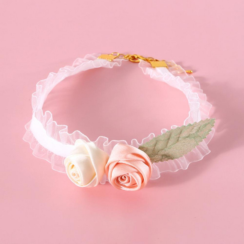 Podesiva kopča s jastogom Dizajn ogrlice za kućne ljubimce 3D cvjetni ukras Ogrlica za mačke Elastična ukrasna baršunasta ogrlica za kućne ljubimce Oprema za kućne ljubimce