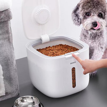 Контейнер за съхранение на храна за домашни кучета Кутия за суха котешка храна Чанта Влагоустойчиво уплътнение Херметично затворено с мерителна чашка Продукти за котенца