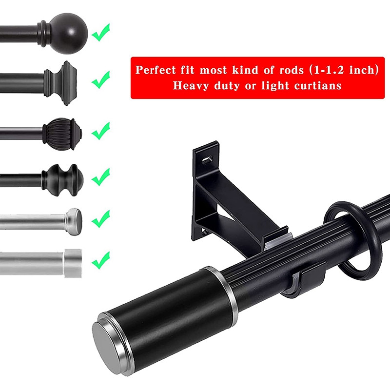 Set nosača za karniše od 6 komada, male kuke za karniše s jednom rupom za zid, teške karniše za zavjese, crne
