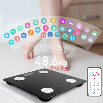 Bluetooth везни за баня Подова везна за теглене на тялото BMI Везна за телесни мазнини Интелигентно приложение Електронна везна