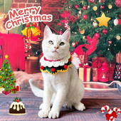 Kućni ljubimac Božićni pleteni biber Novogodišnja ogrlica za mače Crvena kapa Plašt Fotografiraj Prodaj Sladak za mačku Zeko Zamorac Kunić Dodaci