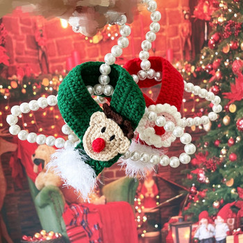 Χριστουγεννιάτικο πλεκτό σαλιάρα Πρωτοχρονιάτικο γιακά γατάκι Κόκκινο καπέλο για λήψη φωτογραφιών Πουλήστε χαριτωμένο αξεσουάρ για λαγουδάκι γάτα ινδικό χοιρίδιο κουνέλι