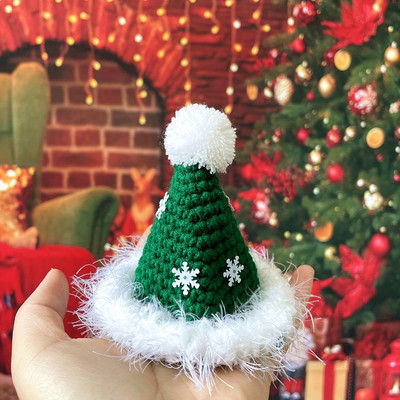 Kućni ljubimac Božićni pleteni biber Novogodišnja ogrlica za mače Crvena kapa Plašt Fotografiraj Prodaj Sladak za mačku Zeko Zamorac Kunić Dodaci