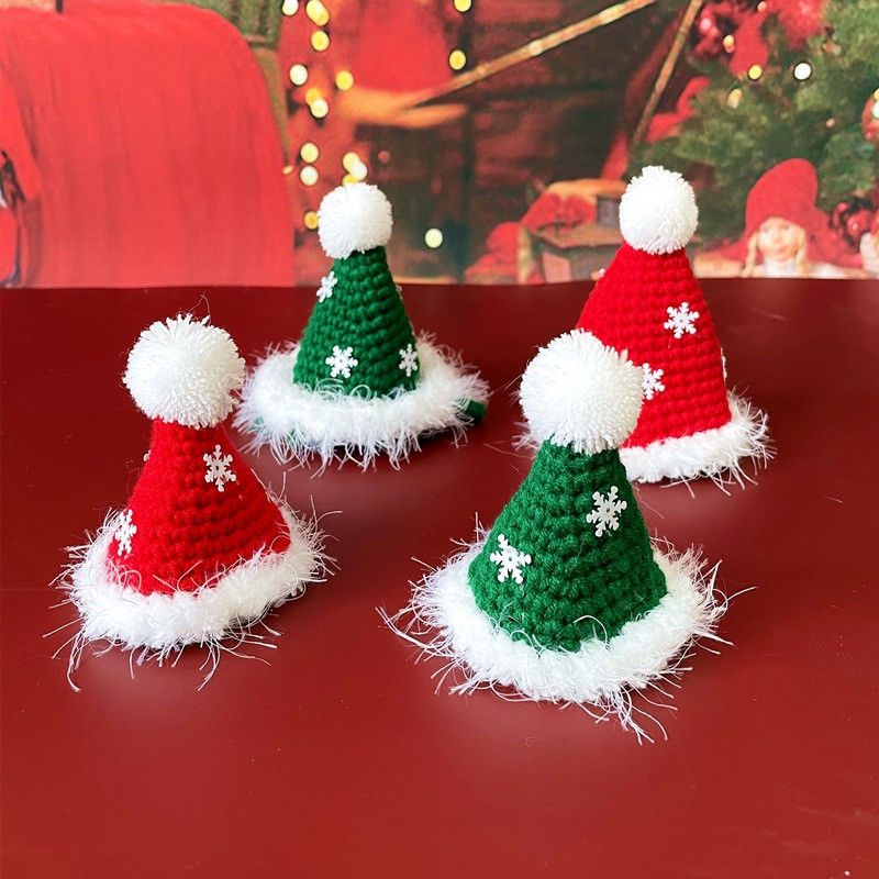 Kućni ljubimac Božićni pleteni biber Novogodišnja ogrlica za mače Crvena kapa Plašt Fotografiraj Prodaj Sladak za mačku Zeko Zamorac Kunić Dodaci