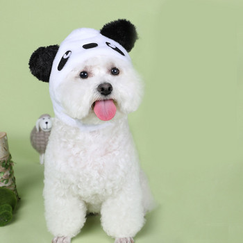 Αστεία καπέλα γάτας Βαμβακερά καλύμματα κεφαλής κατοικίδιων ζώων για γατάκι Χαριτωμένο Panda Αξεσουάρ Ζεστό κουτάβι Προμήθειες Κινούμενα σχέδια Κοστούμια Cosplay για σκύλους