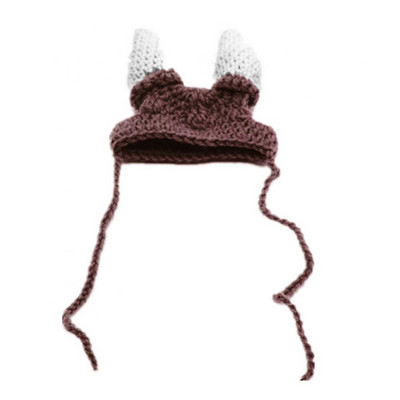 Jauka multfilma, rokām darināta kaķu mājdzīvnieka cepure regulējama vāciņš maziem vidējiem suņiem kaķu vāciņš Kokvilnas diegu cepures cepure ar ragu mājdzīvnieka dekora aksesuāru