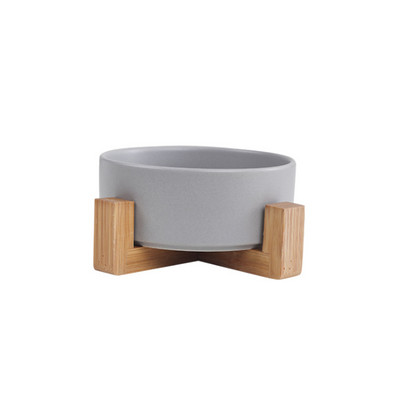 Keramikas lolojumdzīvnieku bļodas trauks ar koka statīvu bez izšļakstīšanās Keramikas dubultbļoda suņu kaķu barībai ūdens padevējam kaķiem maziem suņiem mājdzīvnieku bļoda