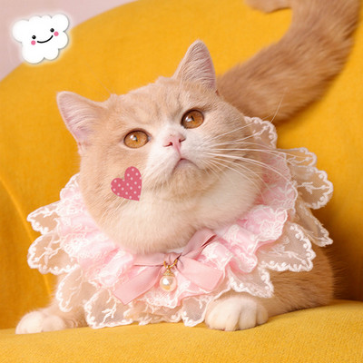 Ružičasta princeza Čipka Mačka Bib Ovratnik Slatki pogled Nakit Pas Mašne Ogrlica Šal za kućne ljubimce Slatko mače Štene Vrat Pinni Dodaci Krpa