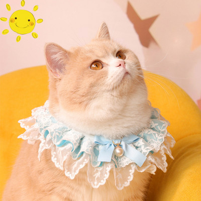 Ružičasta princeza Čipka Mačka Bib Ovratnik Slatki pogled Nakit Pas Mašne Ogrlica Šal za kućne ljubimce Slatko mače Štene Vrat Pinni Dodaci Krpa