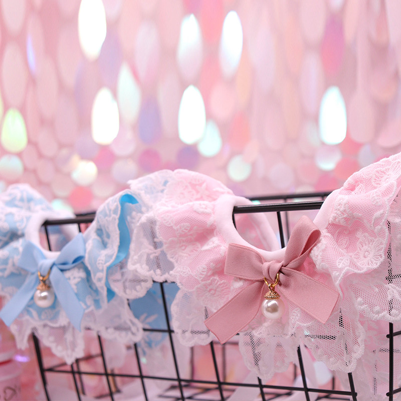 Ružičasta princeza Čipka Mačka Bib Ovratnik Slatki pogled Nakit Pas Mašne Ogrlica Šal za kućne ljubimce Slatko mače Štene Vrat Pinni Dodaci Krpa