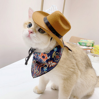 MPK Νέα σειρά Cool καπέλο γάτας Καουμπόικο καπέλο κεφαλής κατοικίδιων αξεσουάρ Δυτικό καπέλο κράνος χαριτωμένο καπέλο κατοικίδιου κατάλληλο και για σκύλο