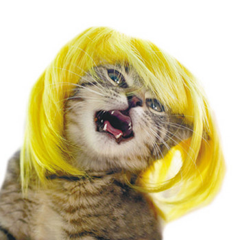 [MPK περούκες γάτας] Κίτρινες και μπλε περούκες γάτας, περούκα για κατοικίδια, αστεία περούκα γάτας, κοστούμι γάτας