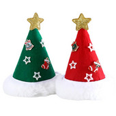 Mīksta plīša Ziemassvētku mājdzīvnieku cepure Svētku zvaigzne kaķu suņu ballīšu cepure Suņa kostīms vāciņš kaķēns kucēns konusa cepure Mājdzīvnieku Ziemassvētku cepures aksesuāri