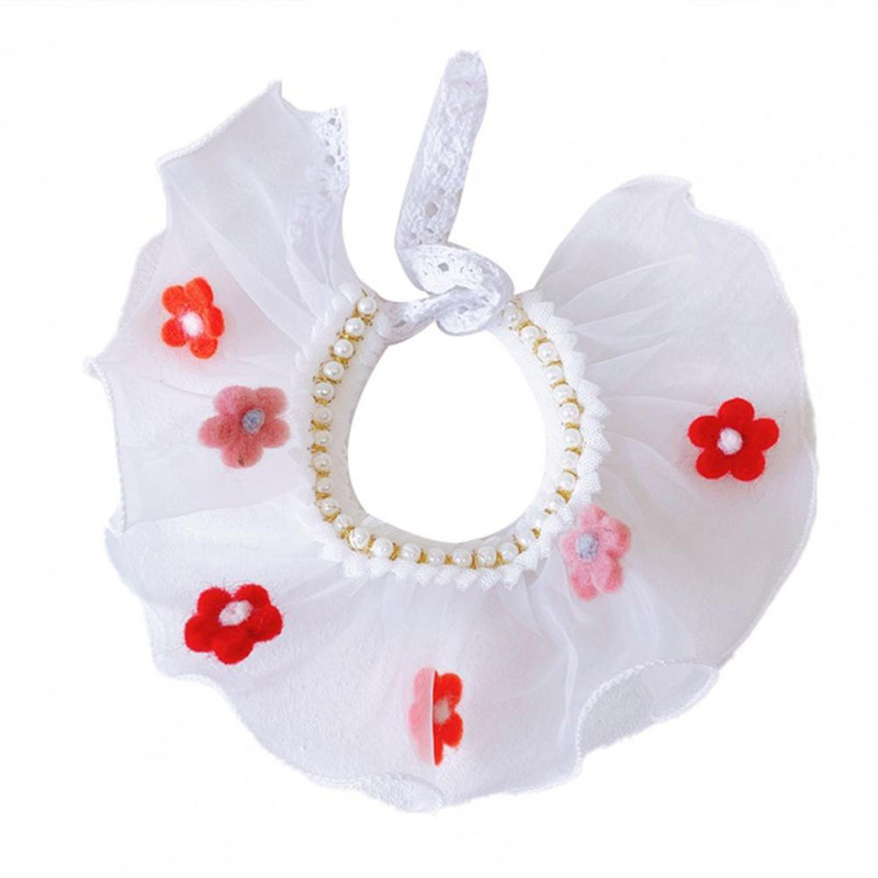 Mājdzīvnieku bandānas kostīmi suņi kaķu mežģīņu priekšautiņa ziedu raksta kleita elpojošs mājdzīvnieks brīvdienām