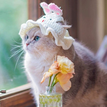Αστείο καπέλο για γάτα Κινούμενα σχέδια σε σχήμα βελονάκι φόρεμα κοστούμι καπέλο κατοικίδιο ζώο Χριστουγεννιάτικο Cosplay Ζεστό καπέλα Αξεσουάρ για σκύλους γάτα
