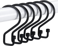 Goowin dušas aizkaru āķi, 12 gab S formas dušas aizkaru gredzeni, nerūsējoši melni dušas aizkaru gredzeni, daudzfunkcionāla duša