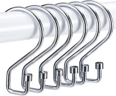 Goowin dušas aizkaru āķi, 12 gab S formas dušas aizkaru gredzeni, nerūsējoši melni dušas aizkaru gredzeni, daudzfunkcionāla duša