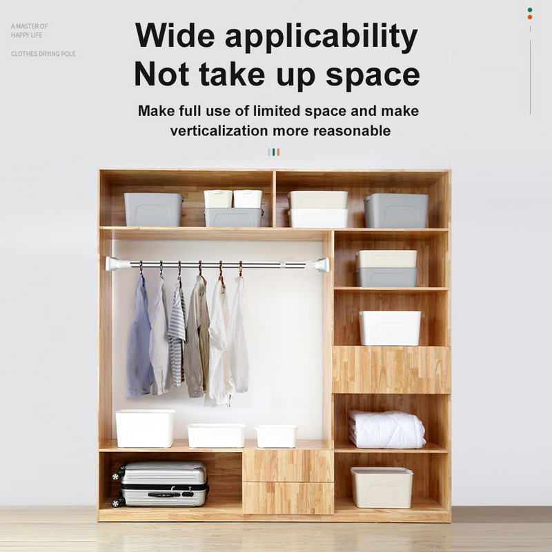 Teleskopska šipka za odjeću bez probijanja, podesive šipke za zavjese za tuširanje i dodaci, produljiva šipka, potporna šipka od nehrđajućeg čelika