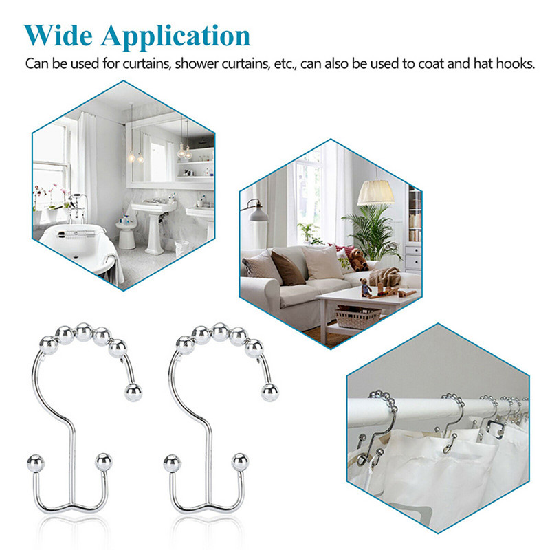 12gab. Aizkaru āķi Vannas Rollerbola Dušas Aizkari Slīdošie Gredzeni Nerūsējošā tērauda Dušas Dušas Griestu Kronšteins Ar Piecām Bumbiņām Kāju