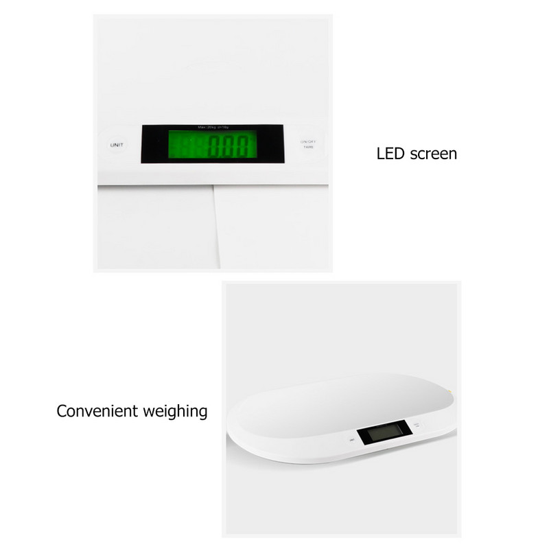 Elektroniskie mazuļu svari, LCD ekrāna digitālie svari jaundzimušajam zīdainim ar maksimālo 20 kg precīzu mājdzīvnieku svaru.