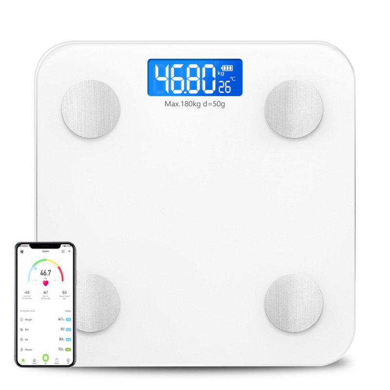 Pametna tjelesna vaga 2022. Nova 180 kg 396 lb Mjerenje težine Sadržaj tjelesne masti i vode Povežite aplikaciju za pametni telefon Boja Bijela Crna Zelena