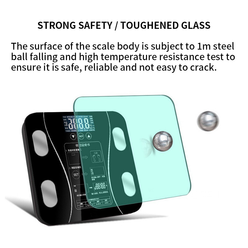 precīzijas viedais LCD digitālais manuālais ūdensnecaurlaidīgs ķermeņa svēršanas vannas istabas svari ar wifi funkcijas lietojumprogrammu