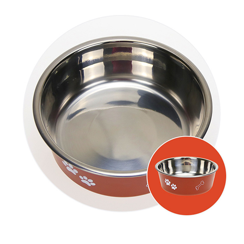 Lolojumdzīvnieku suņu bļoda nerūsējošā tērauda neslīdoša bļoda krāsaina pēdas nospiedums apaļa kaķa suņa bļoda suņu gardumi suņiem ūdens pudele ceļojumu āra trauks