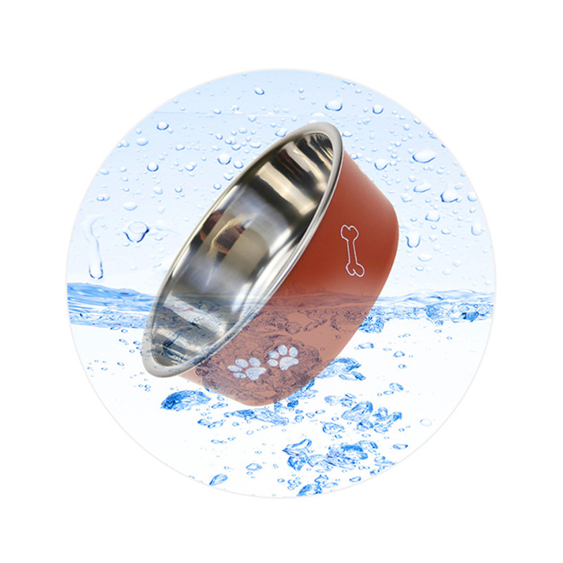 Lolojumdzīvnieku suņu bļoda nerūsējošā tērauda neslīdoša bļoda krāsaina pēdas nospiedums apaļa kaķa suņa bļoda suņu gardumi suņiem ūdens pudele ceļojumu āra trauks