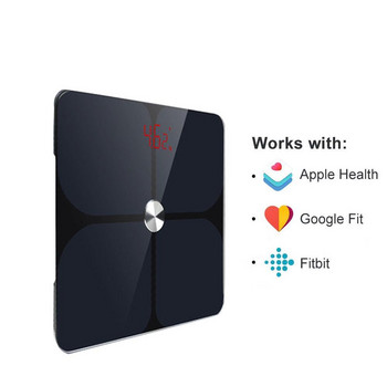 Ζυγαριά σωματικού λίπους Έξυπνη ηλεκτρονική LED ψηφιακή ζυγαριά βαρών Ισορροπία μπάνιου Connecte Bluetooth για Fitbit Apple Health & Google
