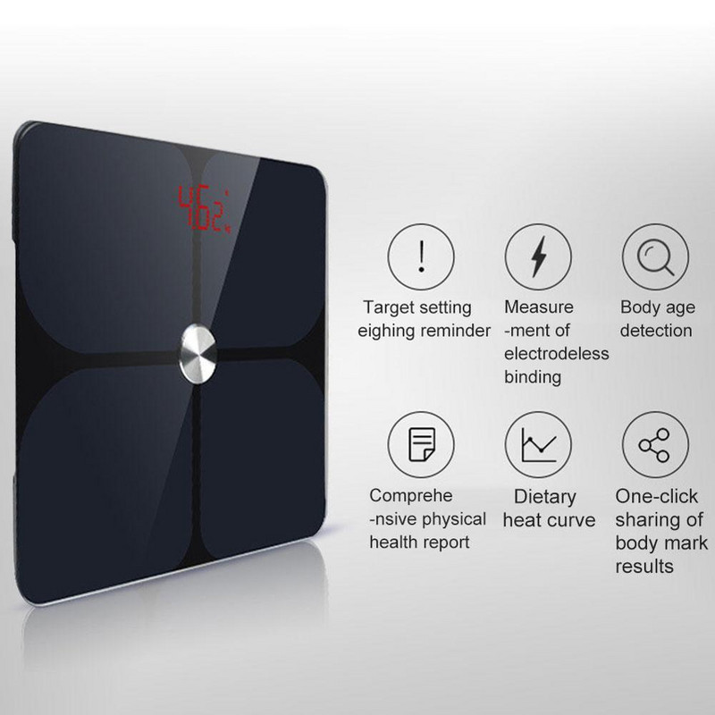 Vaga za tjelesnu masnoću Pametna elektronička LED digitalna vaga za utege Kupaonska vaga Connecte Bluetooth za Fitbit Apple Health & Google
